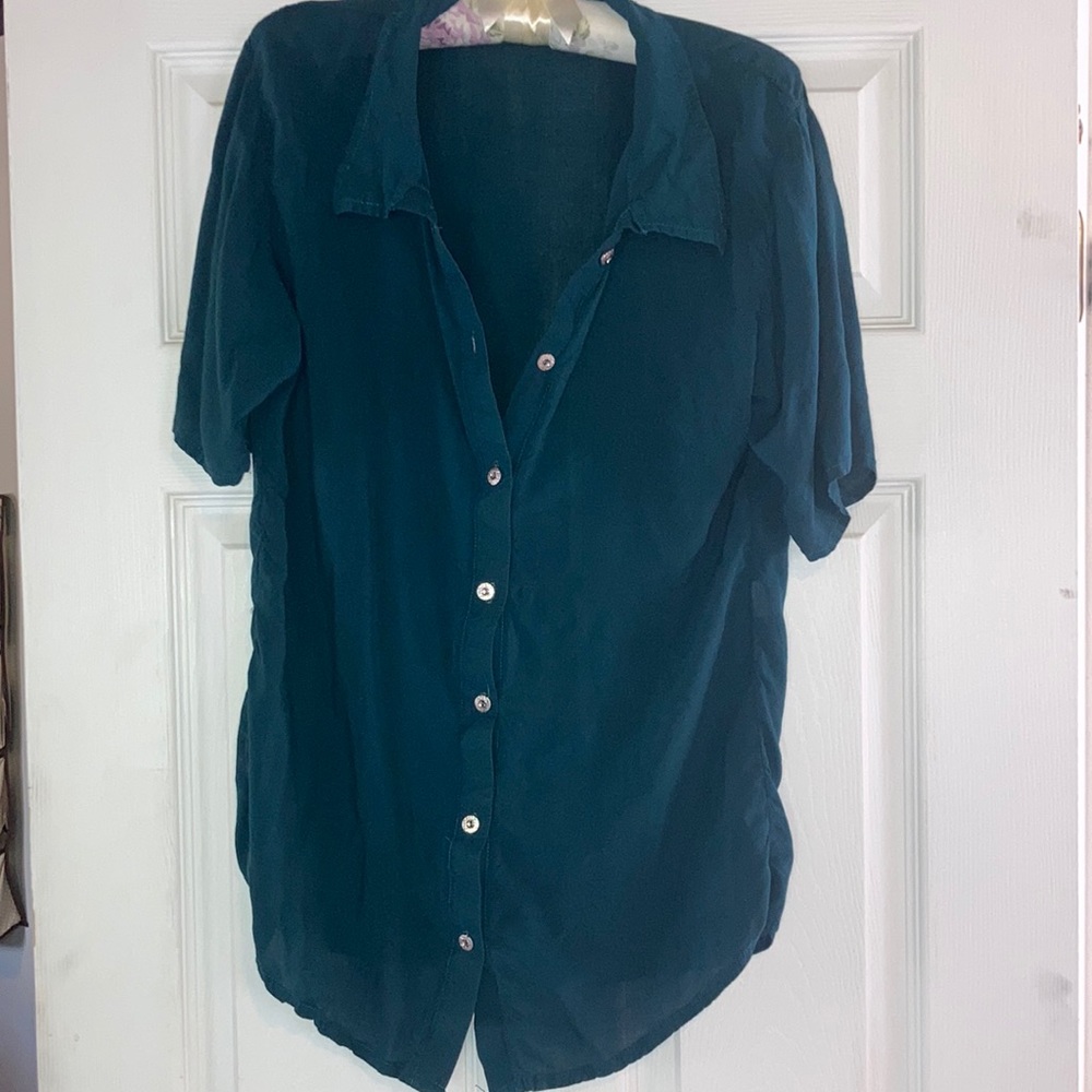 Hunter green button down